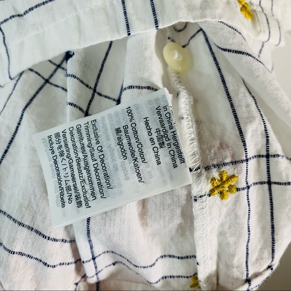 Madewell Tunic Embroidered Windowpane Square Neck Button Down Top XXS Cotton - Picture 7 of 7